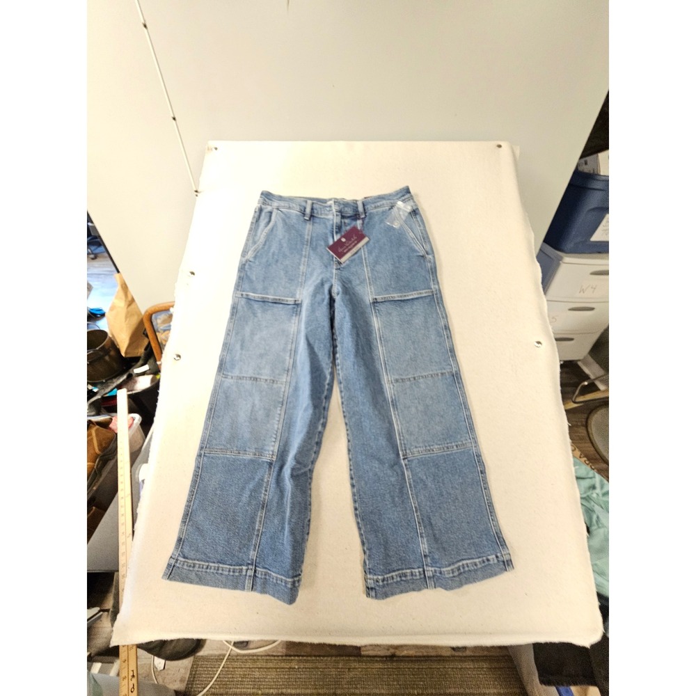 Gloria Vanderbilt Swan Series Patch Pocket Crop Jeans Dark Wash Wide Leg 12 Avg